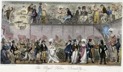 The Royal Saloon Piccadilly：Charles Molloy Westmacott著、Robert Cruikshank画の "The English Spy "に登場する、ロンドン版のロイヤルサルーン。 作： Isaac Robert Cruikshank