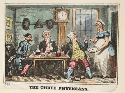 3人の医師、c.1824（手塗りの彫刻） 作： Isaac Robert Cruikshank