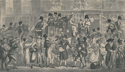 ホワイトホースセラーの外、ピカデリー、1821年、1920年。アーティスト：アイザックロバートクルクシャンク、ジョージクルクシャンク。 作： Isaac, Robert and George Cruikshank