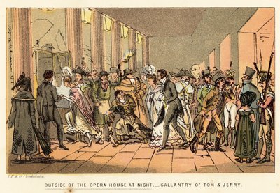 夜のオペラハウスの外 作： Isaac, Robert and George Cruikshank