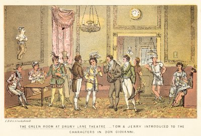 ドゥルーリーレーン劇場のグリーンルーム 作： Isaac, Robert and George Cruikshank