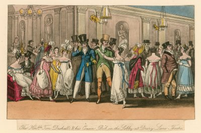 ロンドンのドゥルーリーレーンシアターのロビーにいるトムダーシャルといとこのボブ 作： Isaac, Robert and George Cruikshank