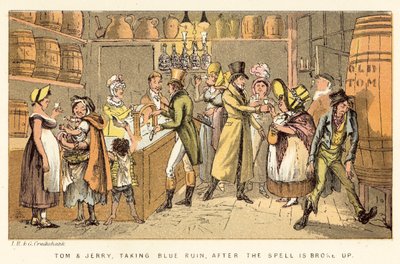 トムとジェリー、呪文が解散した後、ブルールインを奪う 作： Isaac, Robert and George Cruikshank