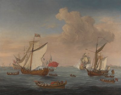 シアーネス近くのテムズ河口の船 作： Isaac Sailmaker