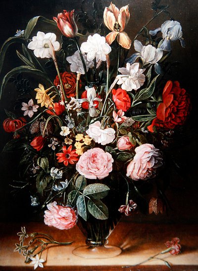 チューリップとアネモネの静物画（油彩・パネル） 作： Isaac Soreau