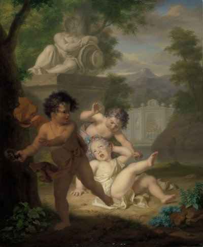 鳥の巣をめぐって口論する 3 人の子供 作： Isaac Walraven (rejected attribution)