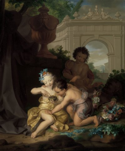 鳥の巣で遊ぶ 3 人の子供 作： Isaac Walraven (rejected attribution)