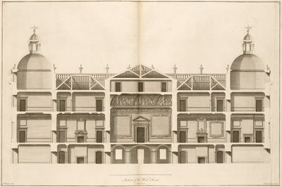 ホートンホール：1735年にピエールフルドリニエによって彫刻された西正面のセクション（64902および64903も参照） 作： Isaac Ware