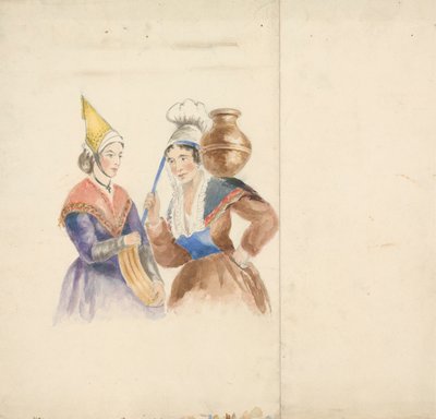 カラフルな衣装の 2 人の女性 作： Isaac Weld