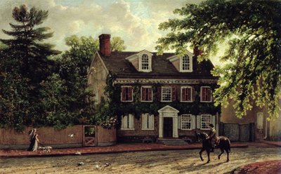 ジャーマンタウンのワシントン邸、1880年頃（ミルボードに油彩） 作： Isaac Williams