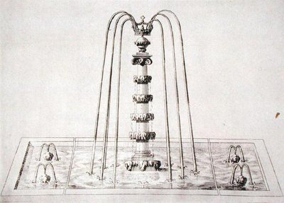 1645年頃の「ウィルトンの庭園」からの噴水のデザイン（彫刻） 作： Isaac de Caus