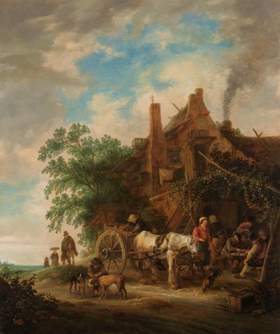 馬と馬車のある田舎の宿 作： Isaac van Ostade