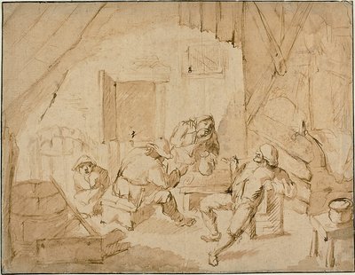 酒を飲む農民たち 作： Isaac van Ostade
