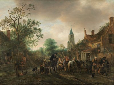 インでの停止、1645。 作： Isaac van Ostade