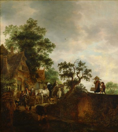 旅人は旅館で一時停止、1645 作： Isaac van Ostade