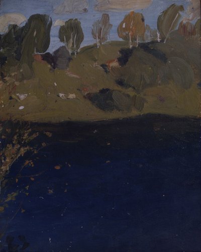 湖で。秋、1890年代 作： Isaak Ilyich Levitan