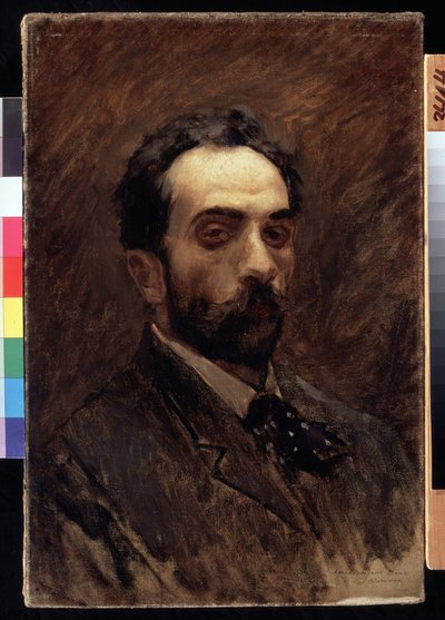 自画像。 Isaac Ilyich Levitan (1860-1900) による絵画。 キャンバスに油彩、1890年後半。ロシア美術、19世紀の肖像画。 国立トレチャコフ美術館、モスクワ。 作： Isaak Ilyich Levitan