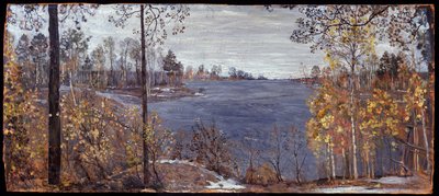 晩秋（晩秋）。 Isaak Izrailevich Brodsky (Brodsky) (1884-1939) による絵画、キャンバスに油彩 作： Isaak Israilevich Brodsky