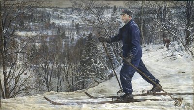 クリメント・ヴォロシロフ（1881-1969）スキーヤー - スキー旅行中のクリメント・ヴォロシロフ - アイザック・イズライレーヴィチ・ブロツキー（1884-1939）。油彩・キャンバス 作： Isaak Israilevich Brodsky
