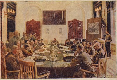革命軍事評議会、ソビエトロシアの会議。 c1925-1934 作： Isaak Israilevich Brodsky