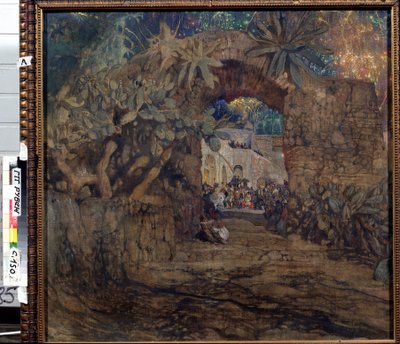 洞窟の居酒屋（洞窟の居酒屋）。 Isaak Izrailevich Brodsky (Brodsky) (1884-1939) による絵画。 キャンバスに油彩 作： Isaak Israilevich Brodsky