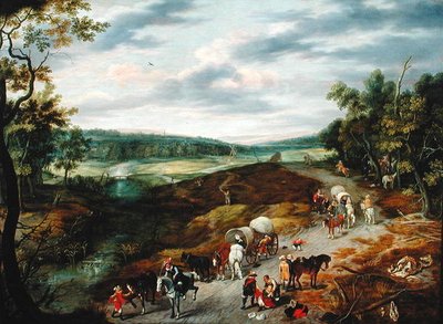 旅行者の船団を襲う泥棒、1656 作： Isaak van Oosten