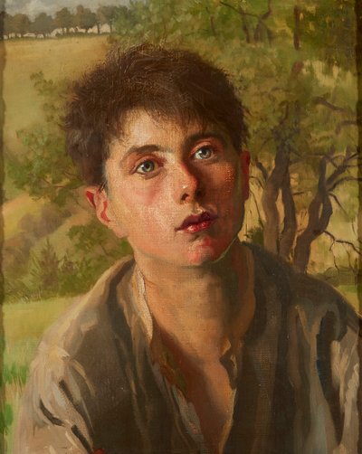 若い羊飼いの少年（キャンバスに油彩） 作： Isabel Codrington