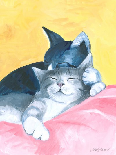 昼寝する猫たちの抽象画 作： 