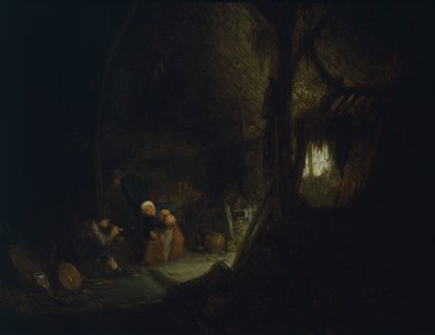 納屋の農民の家族、Isack van Ostade (1621-1649) 作 作： Isack van Ostade