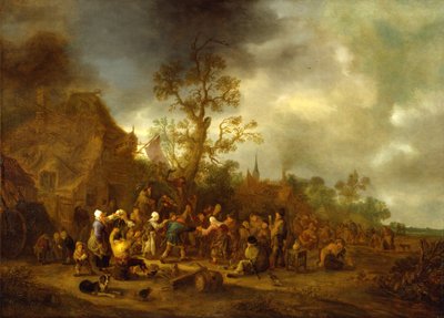 1642年のインの外の農民のメリーメイキング 作： Isack van Ostade