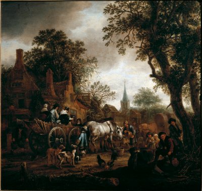 The break at the hostel (oil on canvas 作： Isack van Ostade