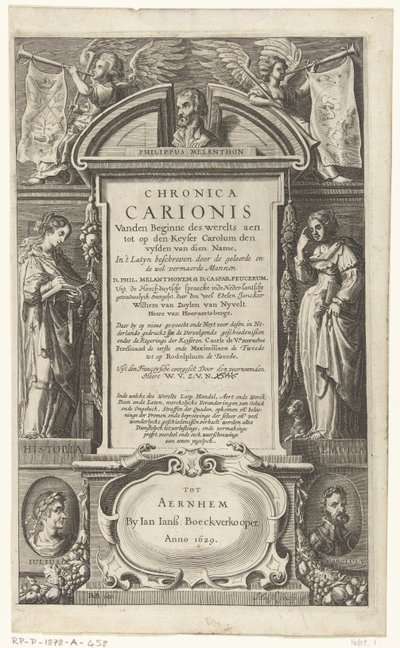 P. Melanchthon による Chronica Carionis のタイトル ページ Chronica Carionis vanden beginne des worlts aen tot op den Keyser Carolum (オブジェクトのタイトル) 作： Isaeck van Aelst