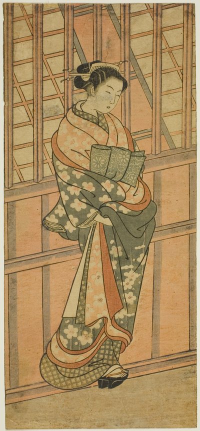 格子窓の前に立つ娼婦 作： Ishikawa Toyonobu