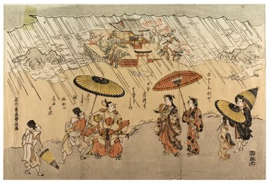 雨の海岸風景 作： Ishikawa Toyonobu