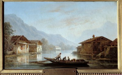 インターラーケンのスイス人漁師。イシドール・ダニャン（1794-1873）の絵画 作： Isidore Dagnan