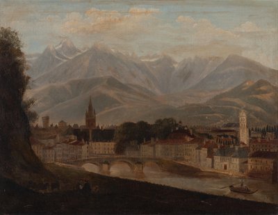 グルノーブルの眺め、背景にベルドンヌ山脈 1831年 （油彩・カンヴァス） 作： Isidore Dagnan
