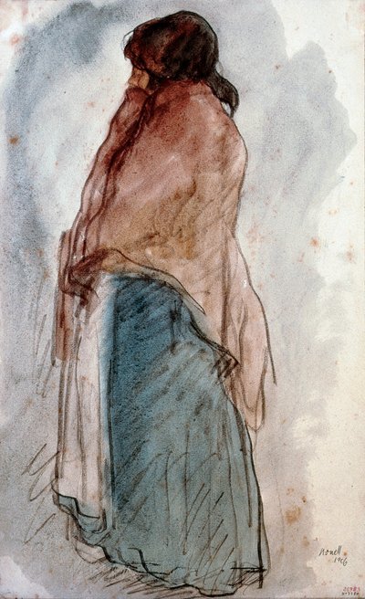 ""水差しを持つ女""(La del cantaro) イシドレ・ノネル・イ・モントリオール（1873-1911）の水彩画。1906年、バルセロナ。カタルーニャ国立美術館 作： Isidro Nonell