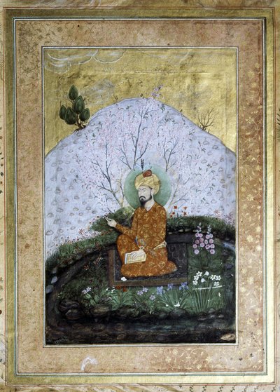 バブール・ザヒール・アルディン・ムハンマド（1483-1530）：17世紀のムガル細密画 作： Islamic School
