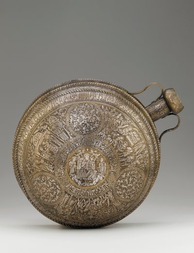 13世紀半ば、シリアまたはイラク北部、アユビド時代の食堂（真鍮、銀象嵌） 作： Islamic School