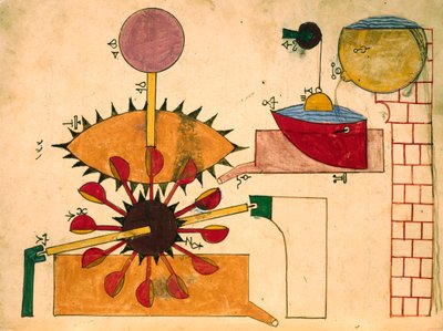 水上時計、ミニチュア、イスラム美術 作： Islamic School