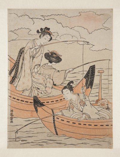 恋の舟」（カラー木版画 作： Isoda Koryusai