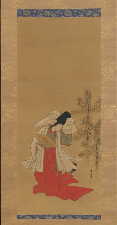 新年の遊女ダンサー白菱、1764-88。 作： Isoda Koryusai