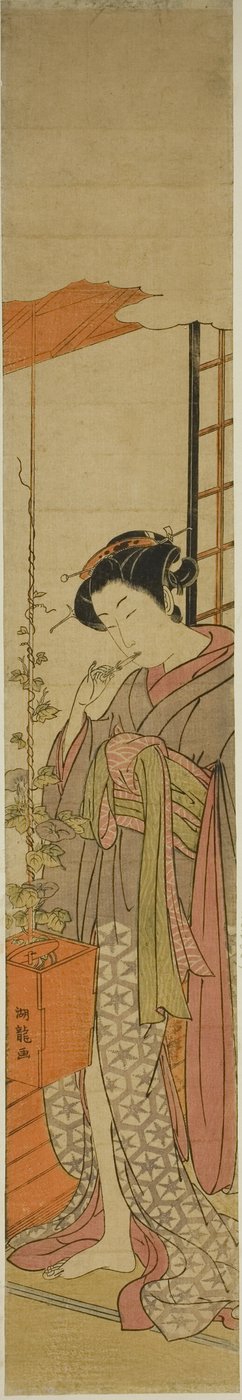 Courtesan Admiring Morning Glories while Cleaning Her Teeth   1295052   ja       japanese Successfully Translated  Original: Gezicht op het Berliner Stadtschloss te Berlijn The palace of the king of Prussia at Berlin (title on object) Translat: Gezicht op  作： Isoda Koryusai