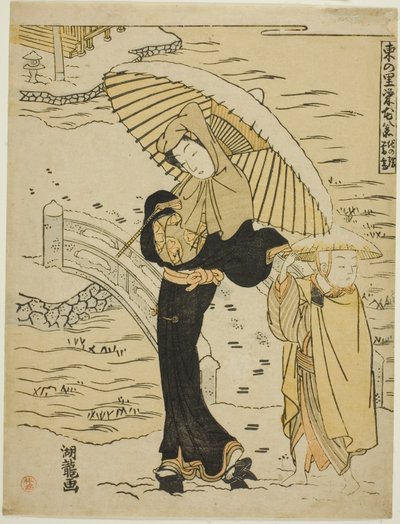 「池の端の夕雪」より 池の端の夕雪 (いけのはたぼうせつ) 作： Isoda Koryusai