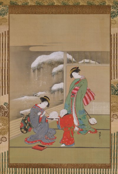 雪うさぎに目を描く、ca。 1780。 作： Isoda Koryusai