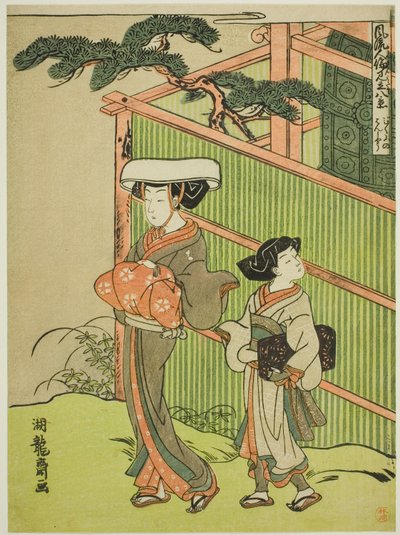 『風流人輪見立て八景』連載より 美国の番所 作： Isoda Koryusai