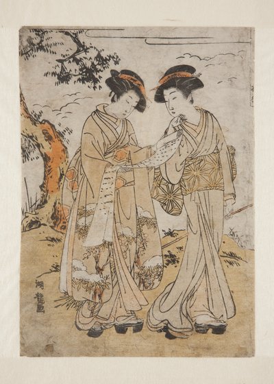 手紙を読んでいる2人の女性 作： Isoda Koryusai