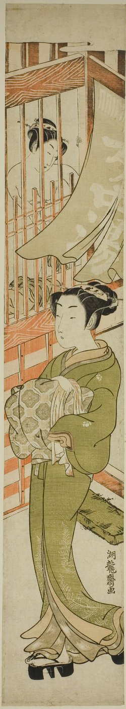 銭湯から出てくる若い女 作： Isoda Koryusai