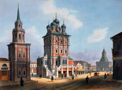 モスクワのイリンカ通りにある聖ニコラス教会、1840年代 作： Isodore Laurent Deroy
