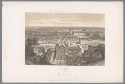 Zicht op Lyon en de kathedraal vanaf Fourvière ライオンズ。 フルヴィエールから撮影した一般的なビュー Hedendaags Frankrijk (シリーズタイトル) フランスの今（シリーズタイトル） 作： Isodore Laurent Deroy